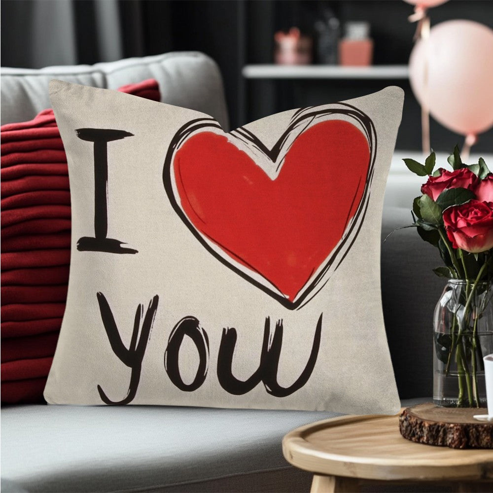 Heart Design Cushion Cover 45.72x45.72 cm Polyester Zipper Machine Washable for Sofa Bed Outdoor