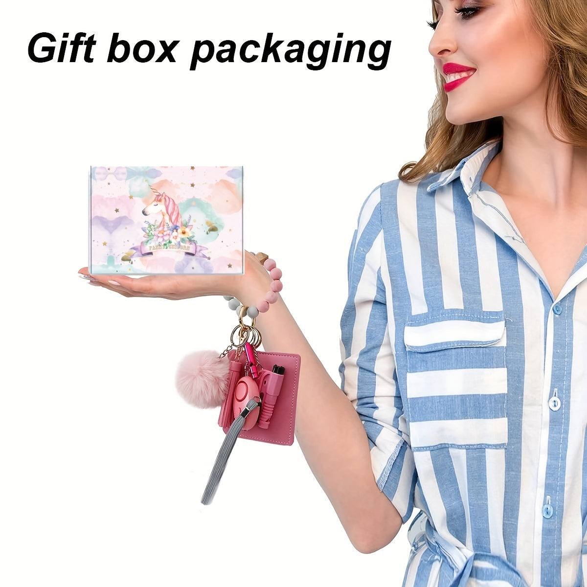 Women's 17-Piece Safety Keychain Set with Personal Alarm and Card Holder