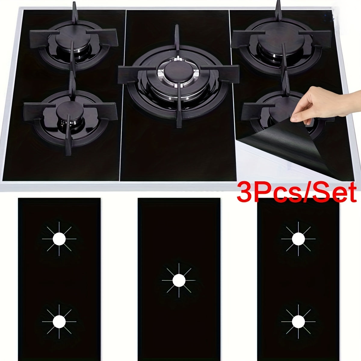 3pcs Teflon Gas Stove Mats Set Non-Stick High-Temperature Resistant Stain-Resistant