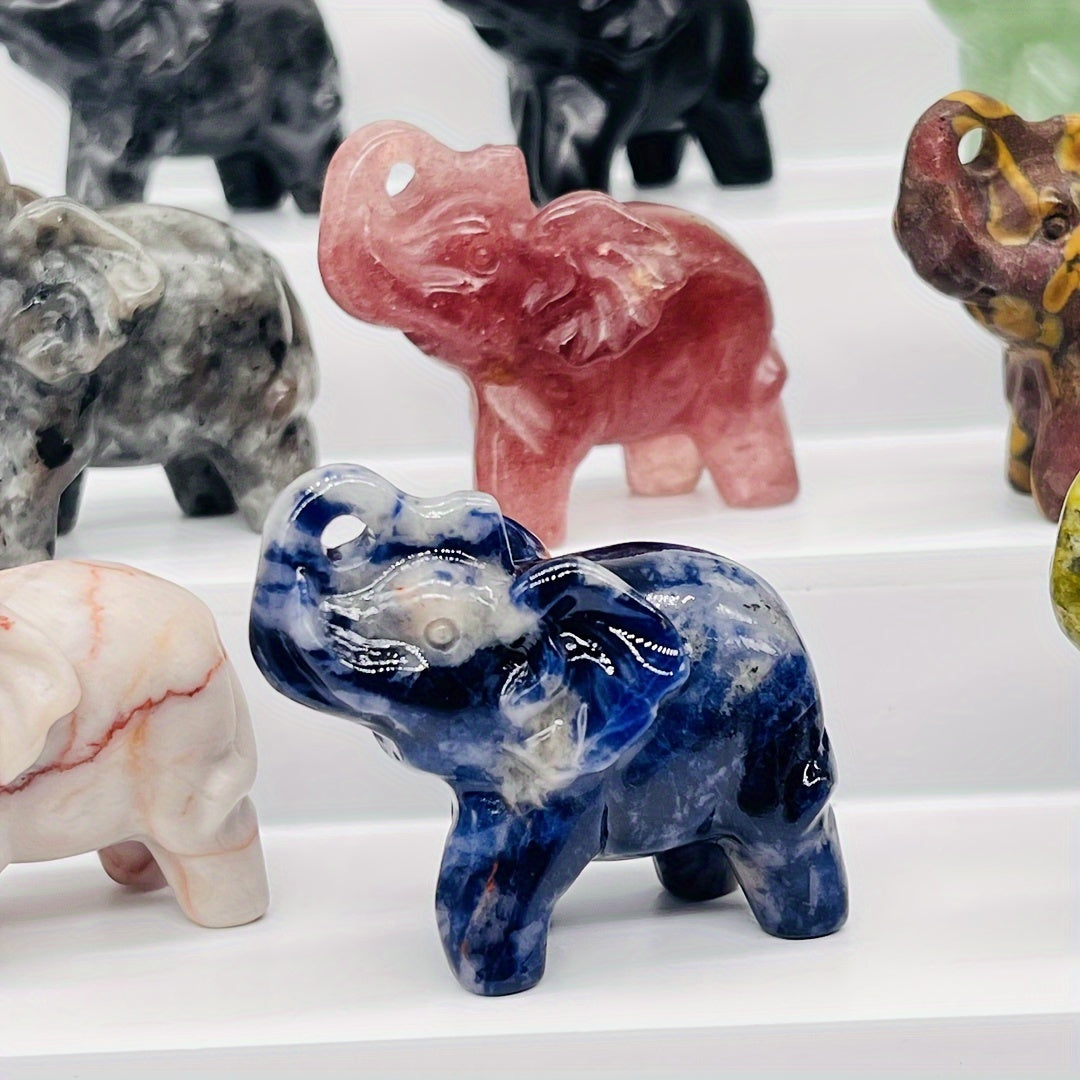 Crystal Carving Elephant Ornament 40mm Natural Crystal Stone Home Decor Gift