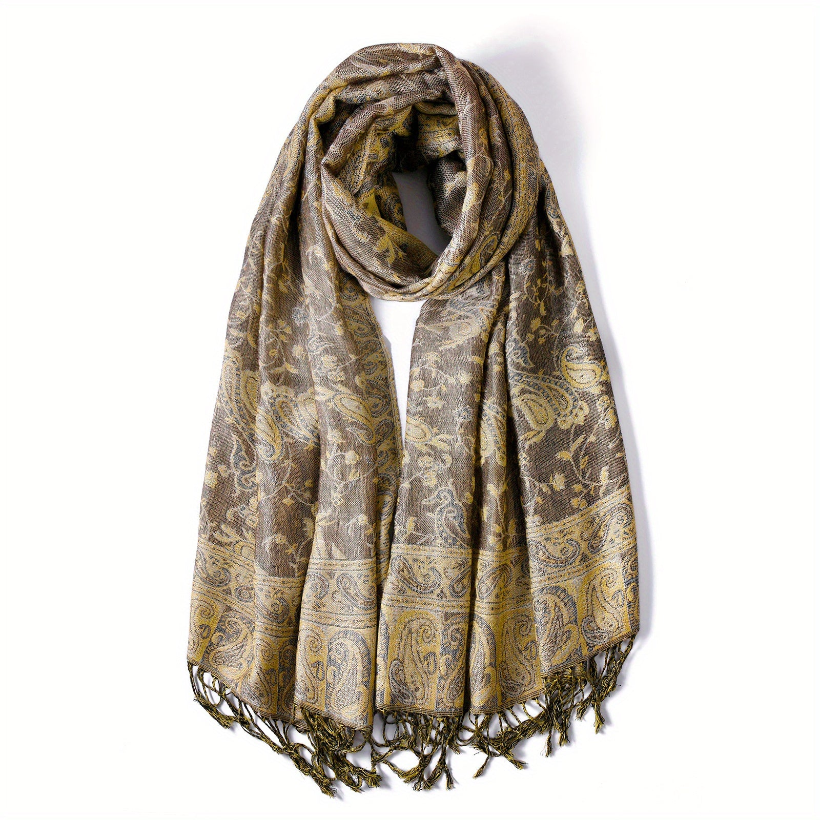 Women's Cashmere-Feel Scarf with Fringed Shawl Wraps Soft Warm and Breathable