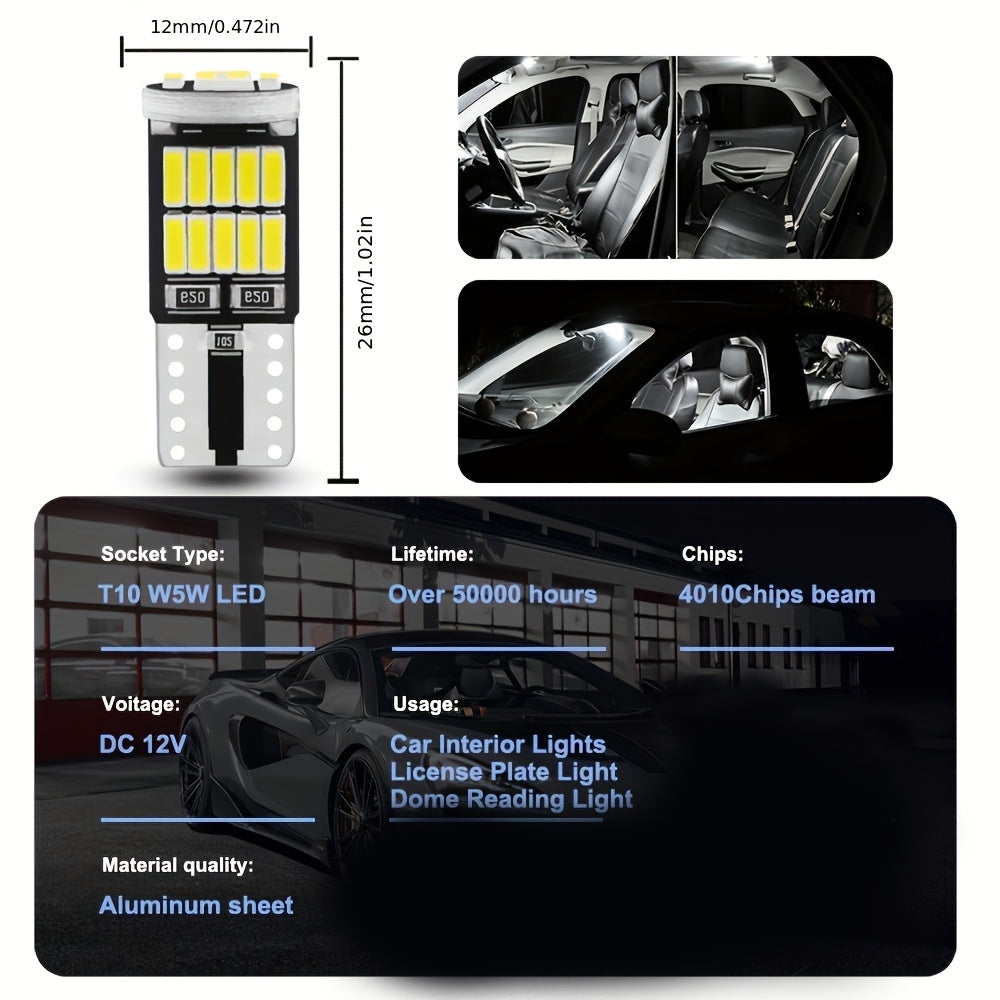 10pcs LED T10 W5W 194 501 Car Interior License Plate Signal Parking Lights