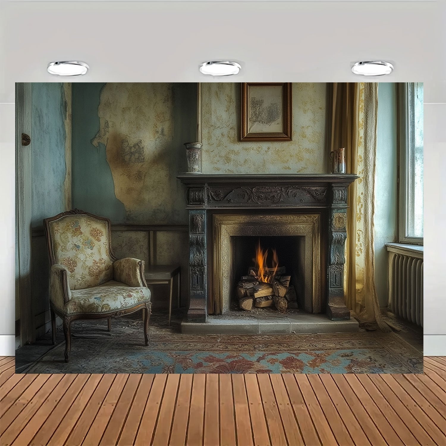 Durable Vertical PET Fireplace Backdrop Oblong Shape for Birthdays and Holidays