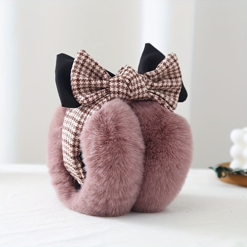 Women's Winter Faux Fur Earmuffs Warm Soft Chic Ear Protection with Bow