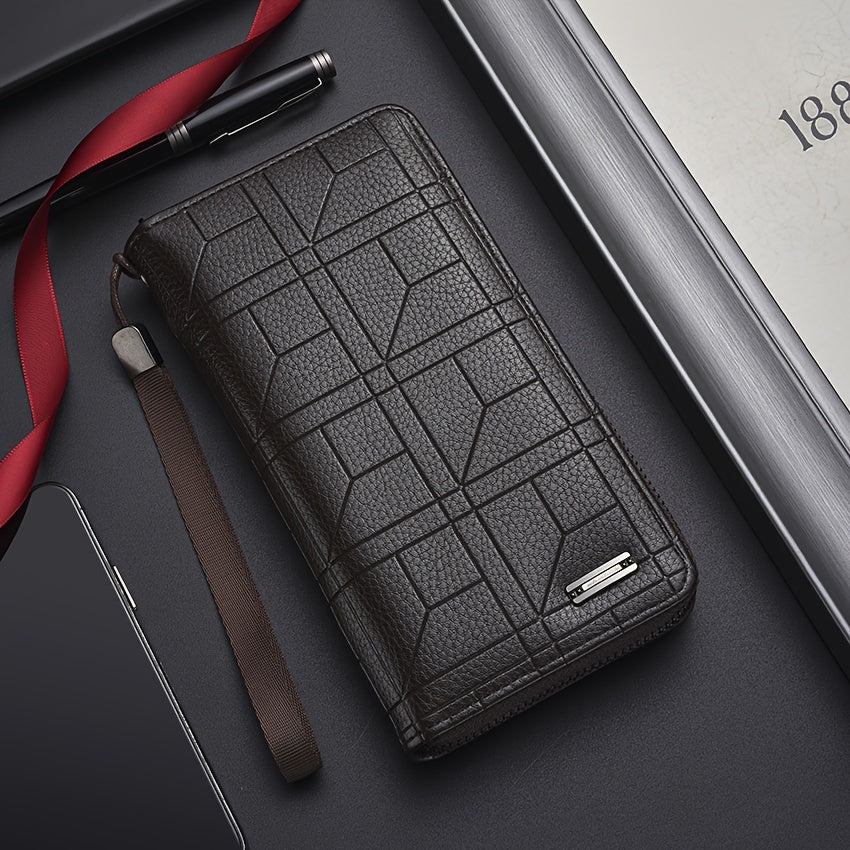 Мужской черный кошелек из искусственной кожи с большой вместимостью, держатель для нескольких карт и дизайном с буквами