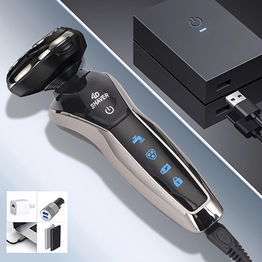 Men's 3-in-1 Electric Shaver with Nose Hair Trimmer USB Rechargeable 3D Floating Blade