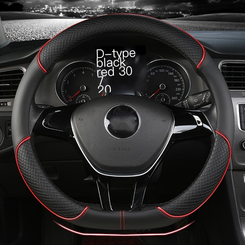 PVC Steering Wheel Cover Black and Red Fit Most Vehicles
