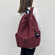 Women's Nylon Backpack with Adjustable Straps Solid Color Large Capacity Casual Bookbag