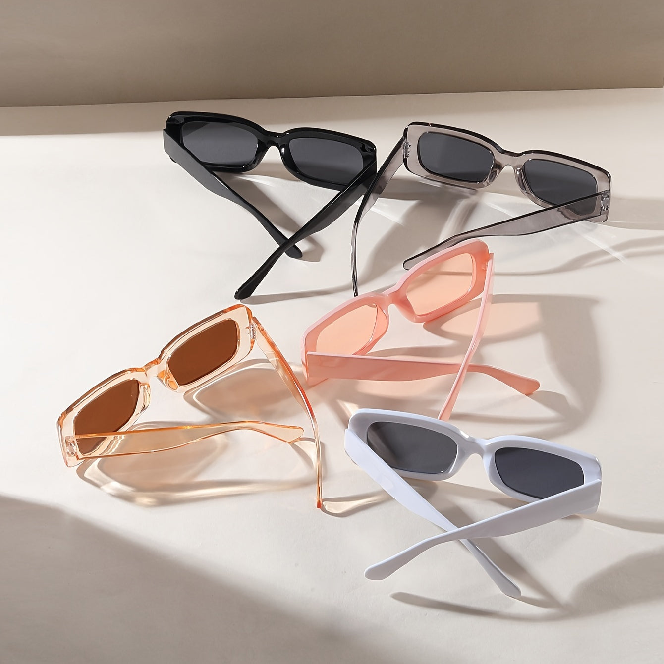 Juego de 5 gafas de sol retro cuadradas para conducir, playa y viajes