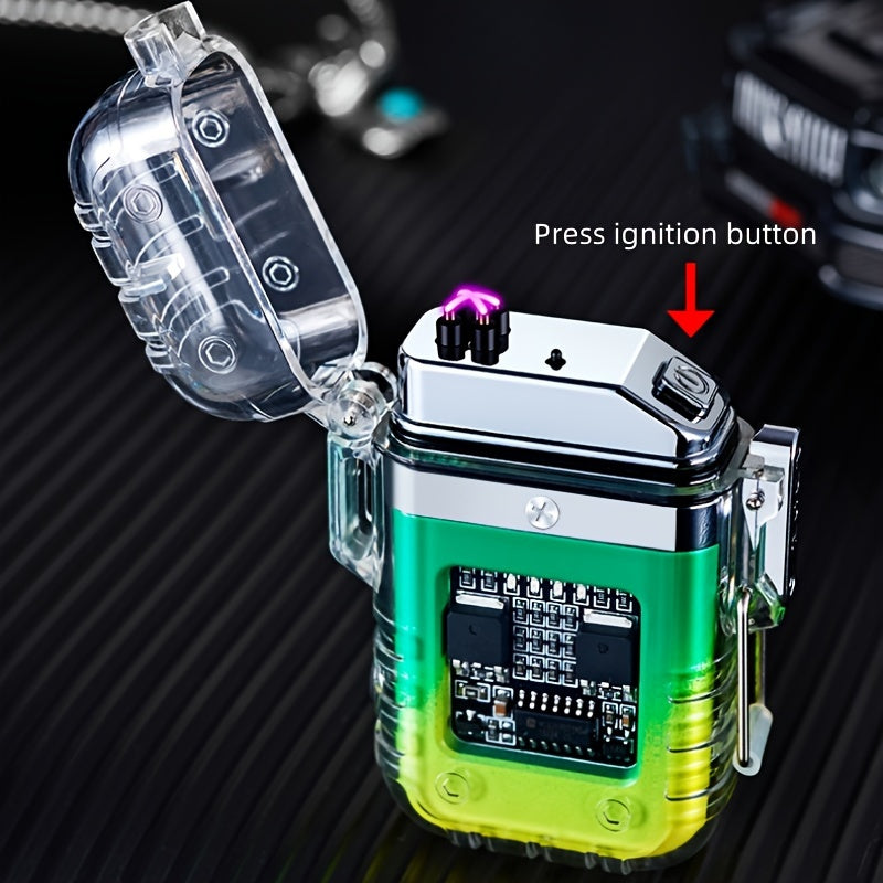 Encendedor recargable de arco de pulso de plasma unisex con linterna y diseño a prueba de viento