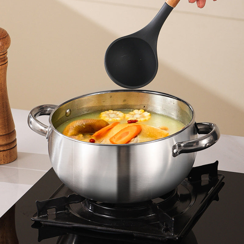 Set of 6 Stainless Steel Cookware Pots with Glass Lids Noodle Soup Stock Pot