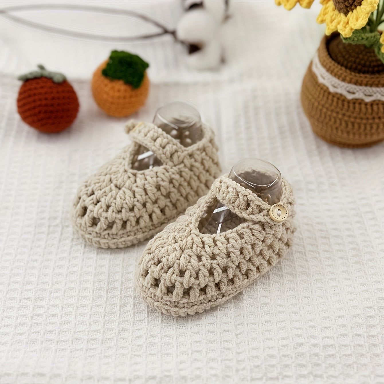 Crochet Baby Shoes Slip-On Booties for Infants and Toddlers All-Season Soft Fabric