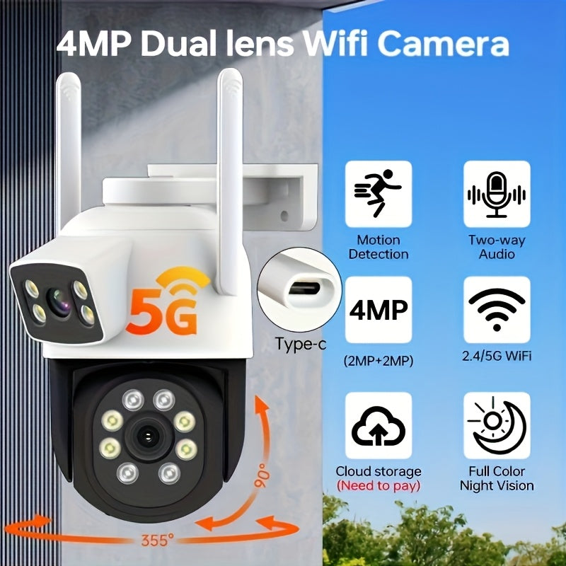 Wireless 4MP Dual Lens CCTV Camera with PTZ, Color Night Vision, Two-Way Audio