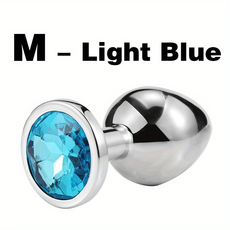 Adult Metal Anal Plug Butt Plug with Gem Base, Couples Sex Toy