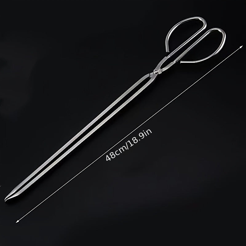 Stainless Steel Tongs with Non-Slip Head, Extended Handle, Wide Grip for Kitchen Camping and Garbage