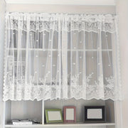 White Floral Lace Curtain with Rod Pocket for Living Room Bedroom Kitchen