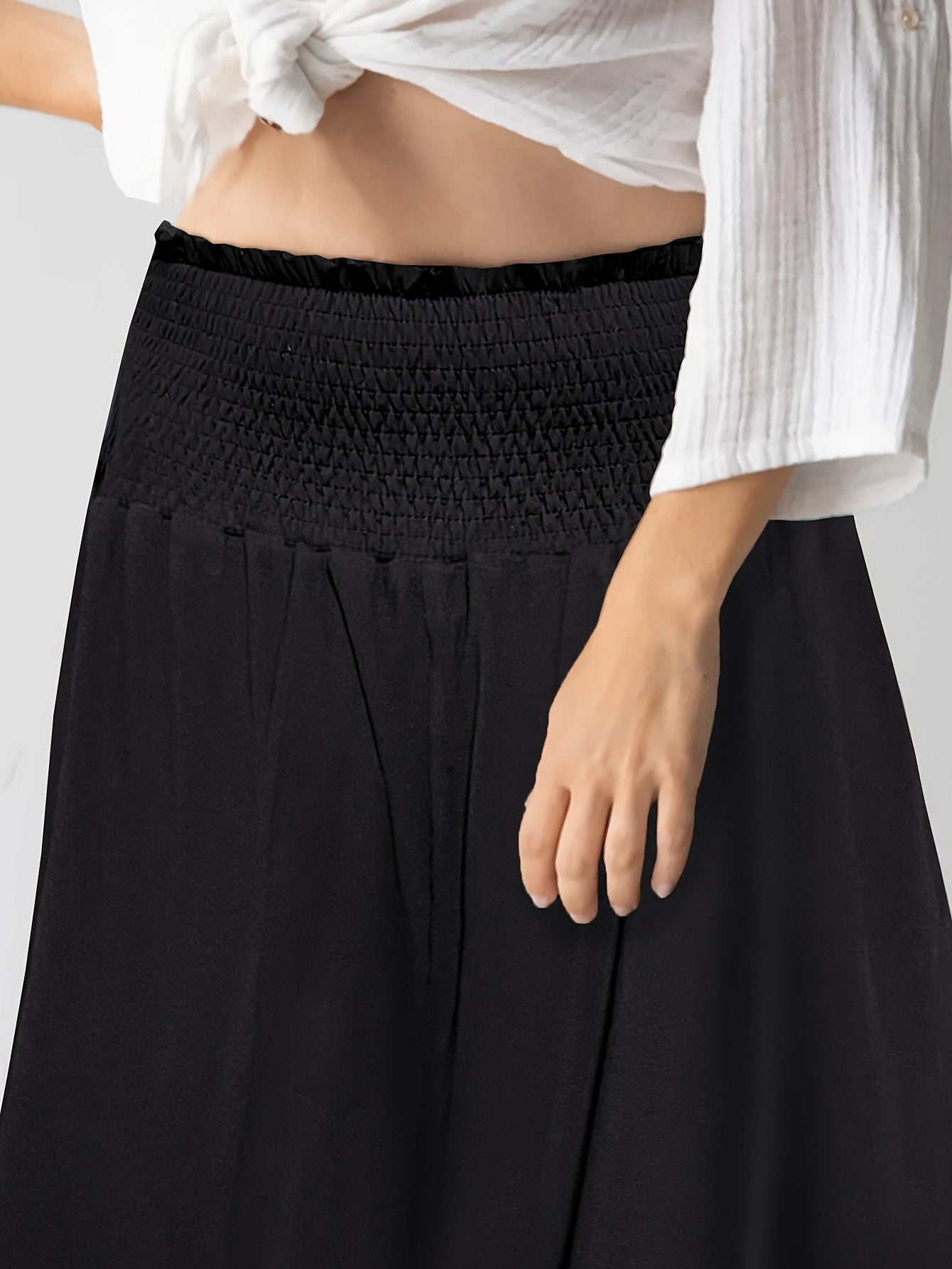 Pantalones casual de pierna ancha para mujer de tallas grandes, suaves, transpirables y con cintura elástica para yoga