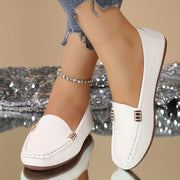 Women's Slip-On Flat Shoes Synthetic White Brown Casual Formal Comfortable Durable