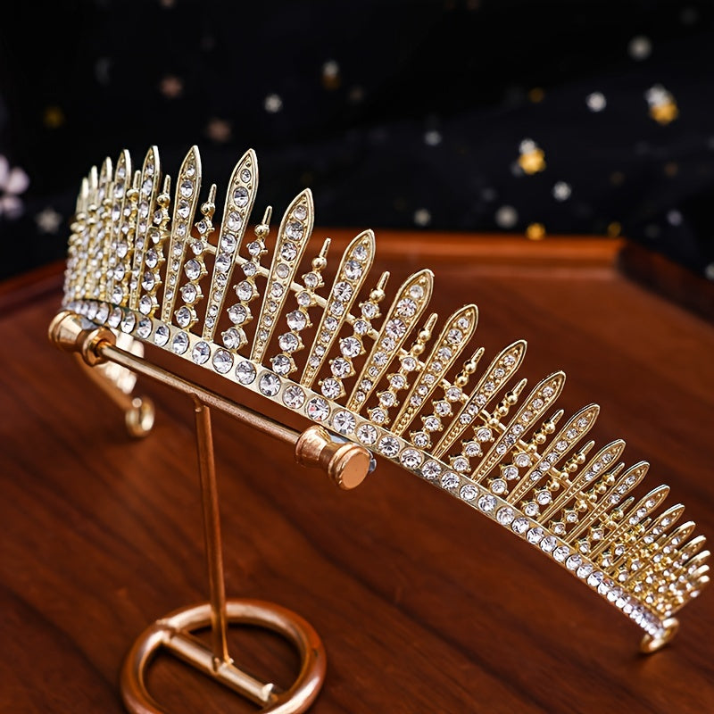Alloy Rhinestone Tiara Hair Crown for Weddings and Special Occasions