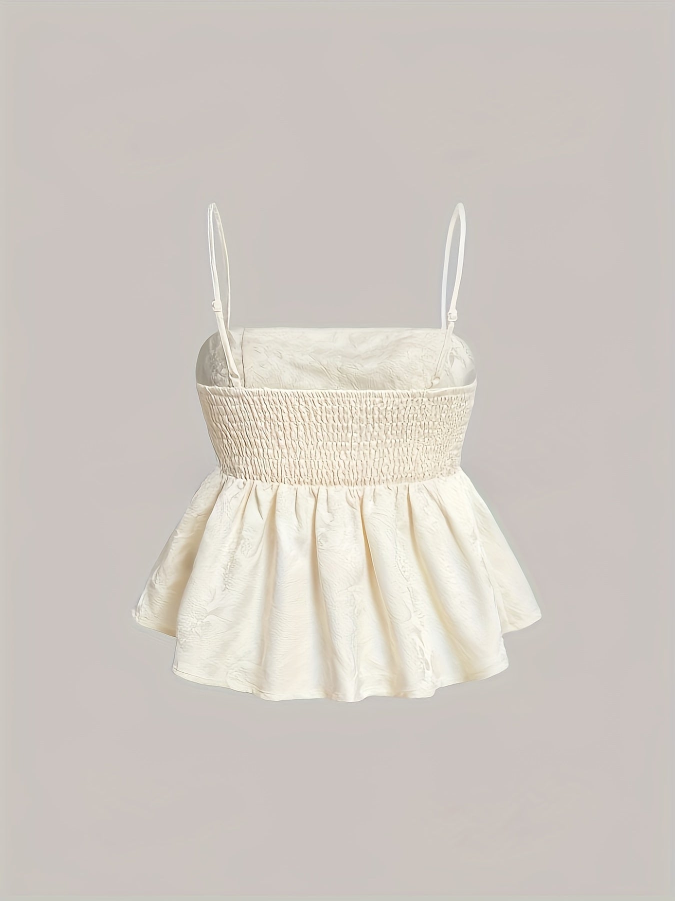 Women's Summer Floral Jacquard Ruffle Cami Top Polyester Machine Washable