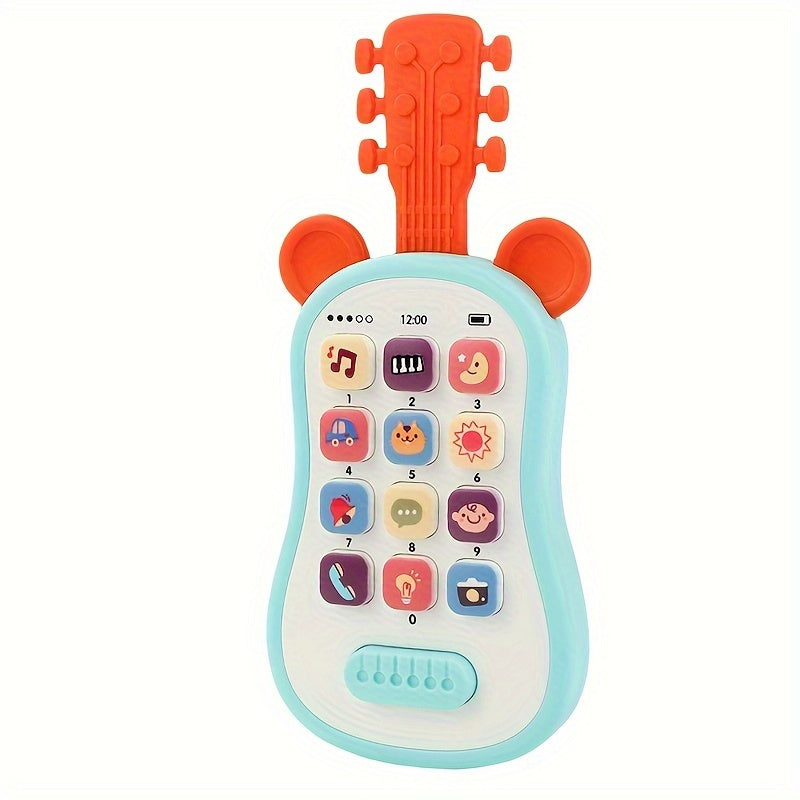 Kids Guitar Toy with Lights Music Safe Voltage Battery Operated in Blue Pink Purple