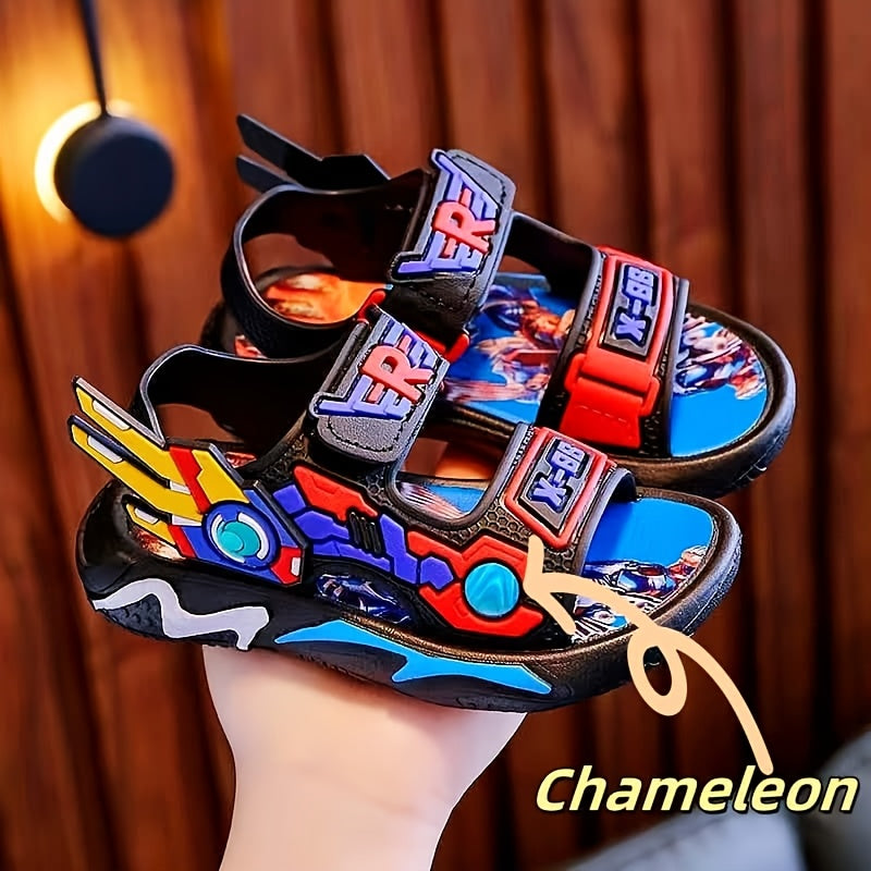 Boys' 2024 Breathable Anime Design Sandals with Microfiber Insole and PVC Upper