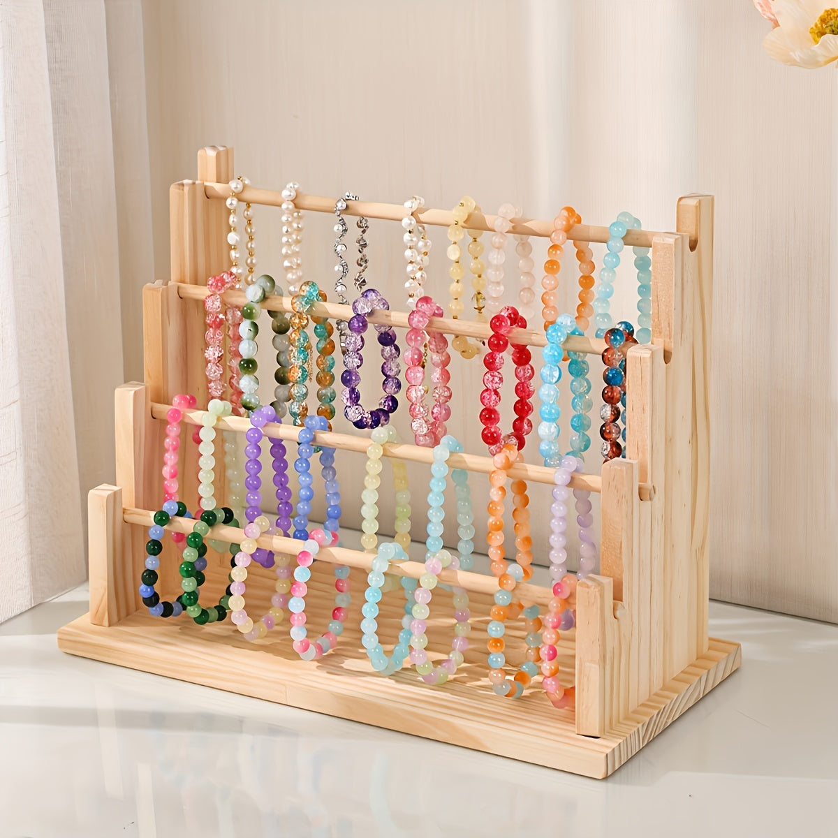 Wooden Jewelry Display Stand for Necklaces Bracelets Earrings Anklets Organizer Rack