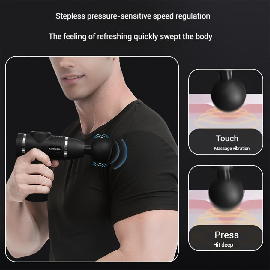 Handheld Percussion Massage Gun with 12 Replacement Heads USB Rechargeable for Athletes and Fitness