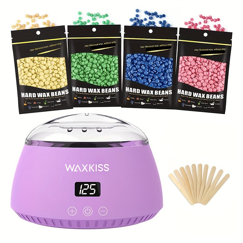 Women Waxing Kit 500ml Digital Display Hard Wax Beads White and Purple