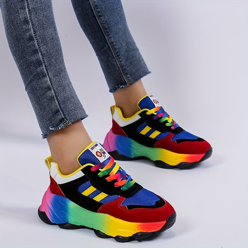 Women's Gradient Chunky Sneakers Breathable Non-Slip Casual Shoes