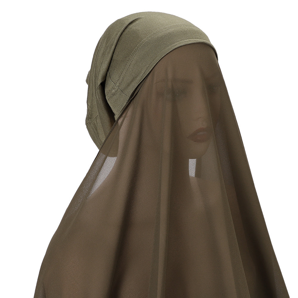 Women's Chiffon Instant Hijab Set with Tube Undercap Lightweight Head Cover