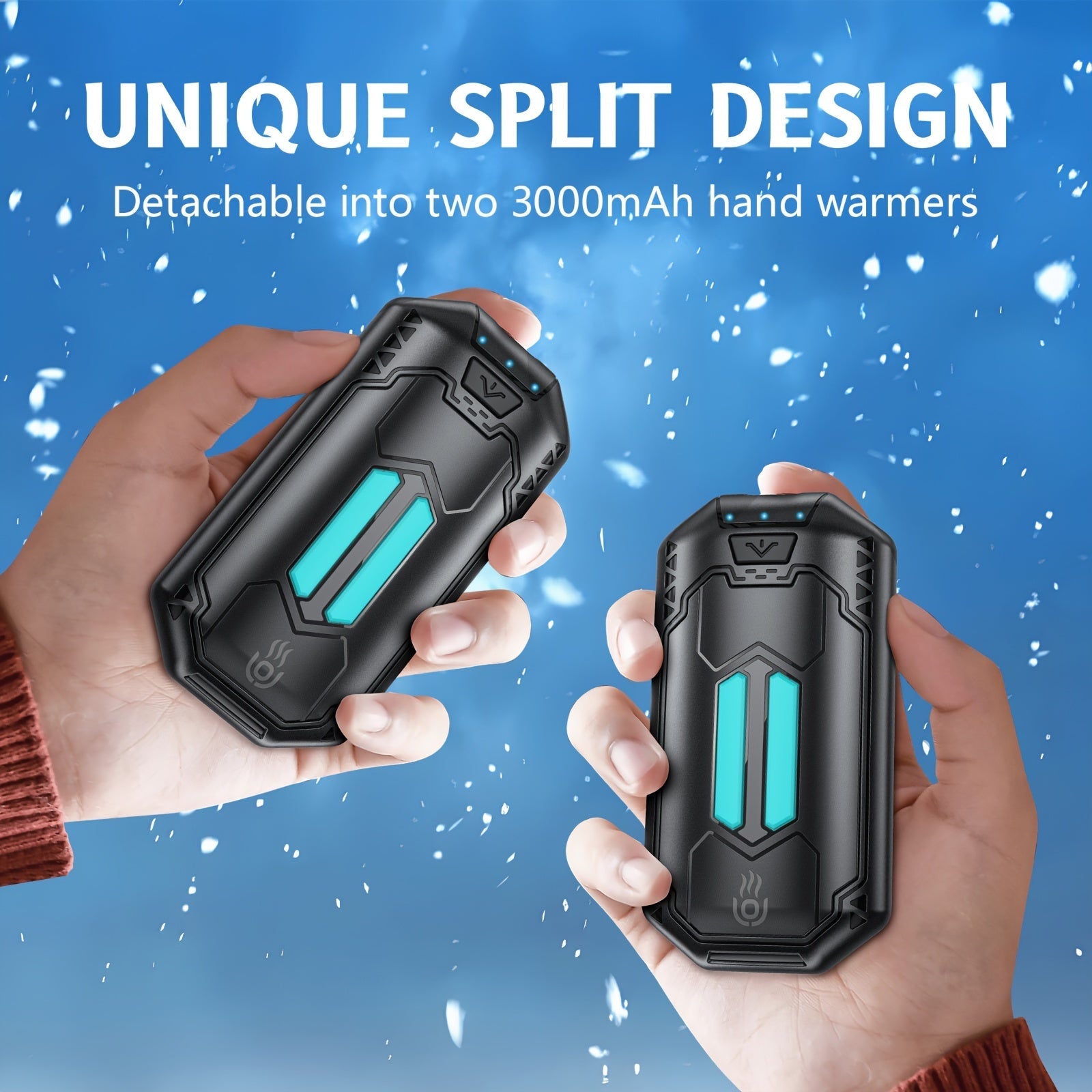 Dual Pack Portable Hand Warmers USB Rechargeable 6000mAh 3 Heat Settings