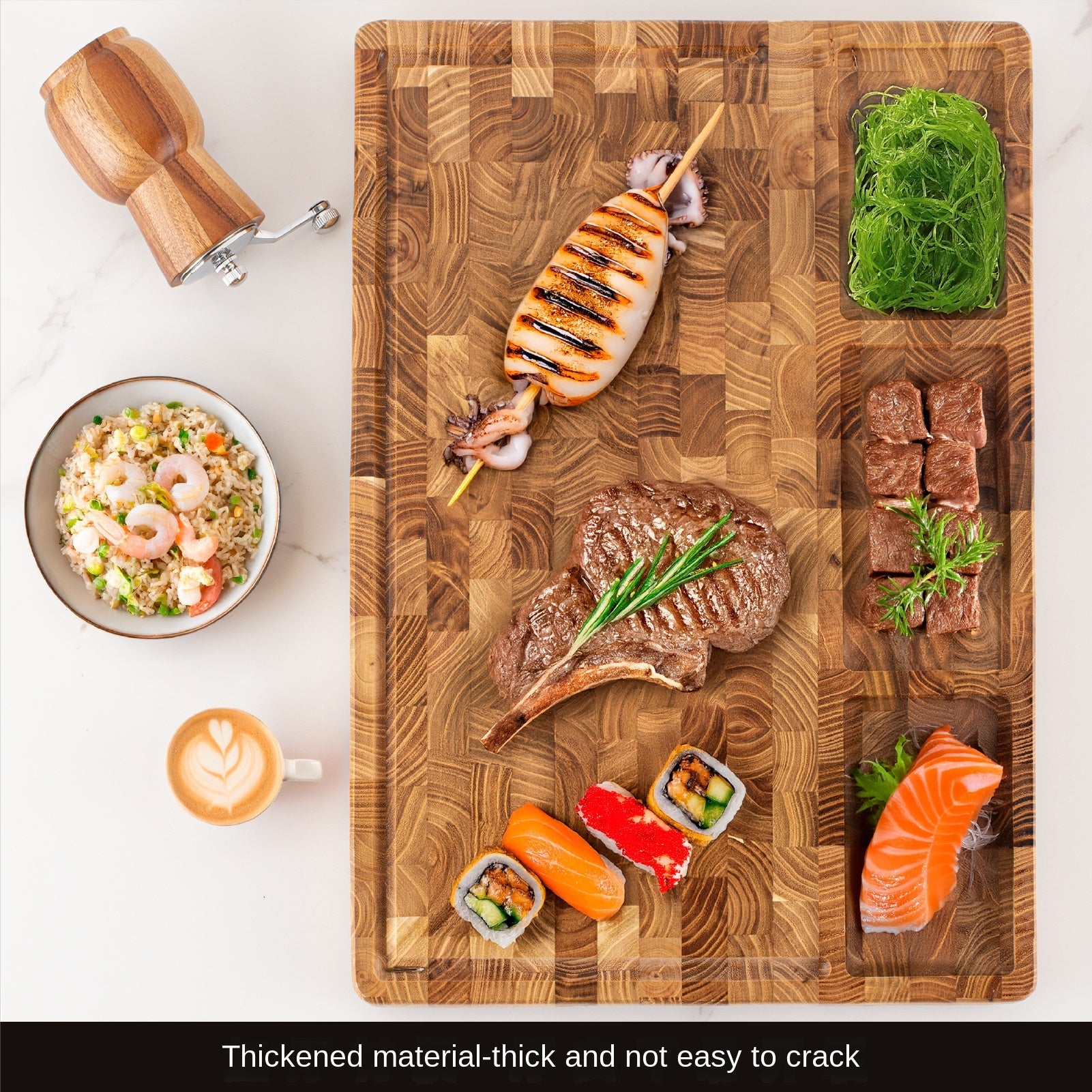 Extra-Large Teak Wood Cutting Board for Kitchen Prep and Food Safety