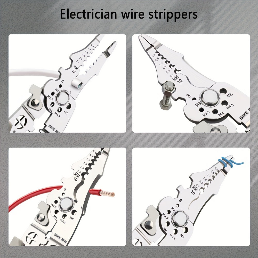 Multi-Function Stainless Steel Wire Cutter and Stripper, 21.6 cm Electrician Pliers