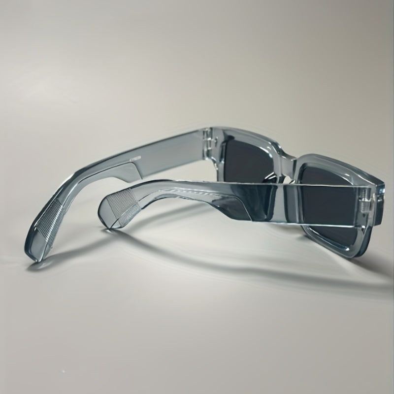 Men's Y2K Punk Rectangle Glasses Full Rim AC Lens PC Frame Anti-Reflective Wide Frame for Outdoor Sports Travel