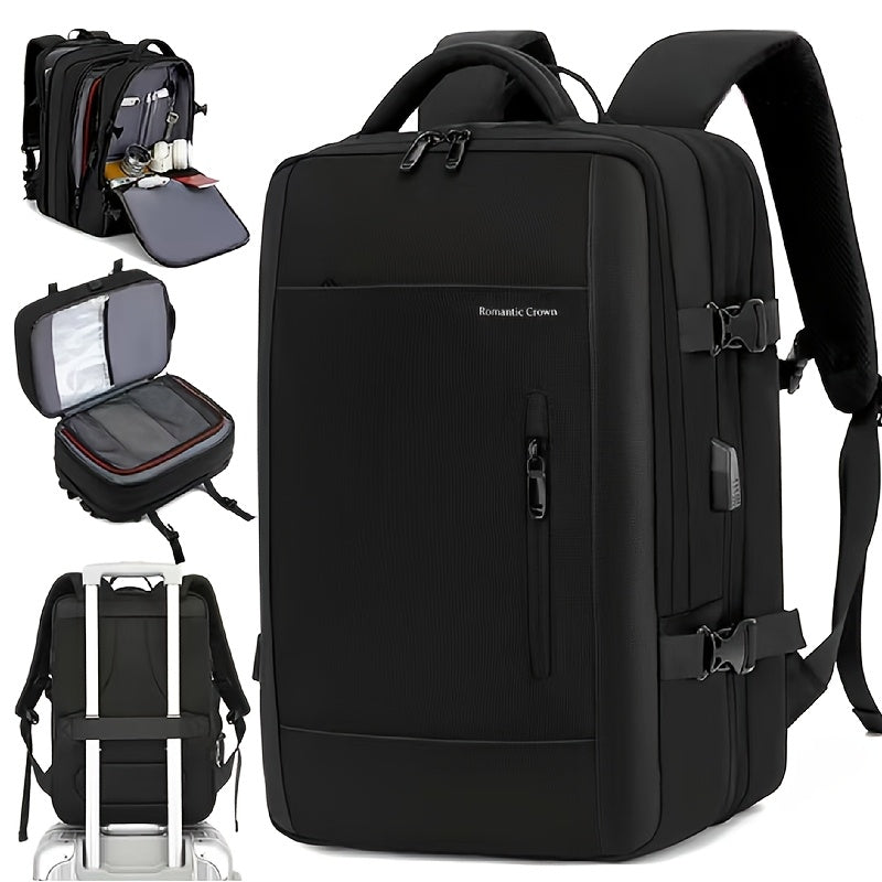 Men's Nylon Backpack with Laptop Compartment and Trolley Sleeve for Travel and Business