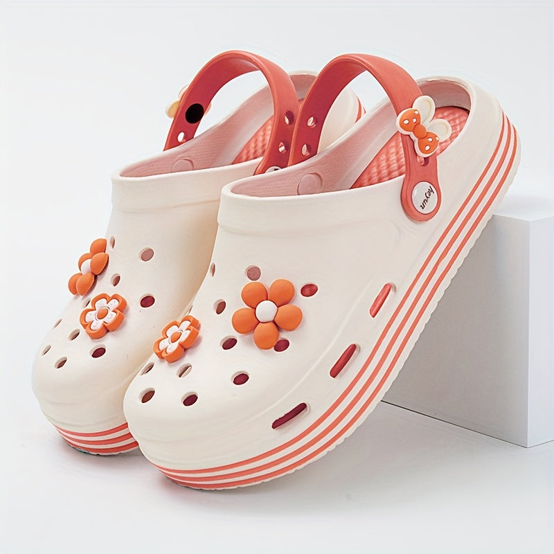 Women's Floral Embellished EVA Slip-On Clogs Breathable Non-Slip Sandals