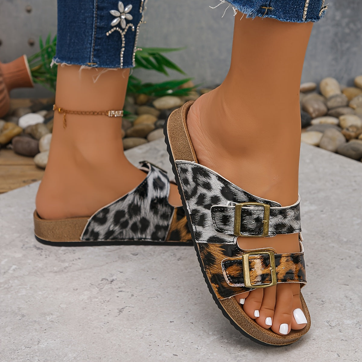 Unisex Retro Ankle Strap Flat Sandals Slip-On Open Toe EVA Casual Shoes