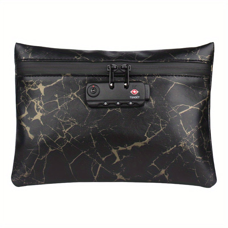 Smell Proof PU Leather Pouch Lockable Carbon Lined Storage Bag for Accessories