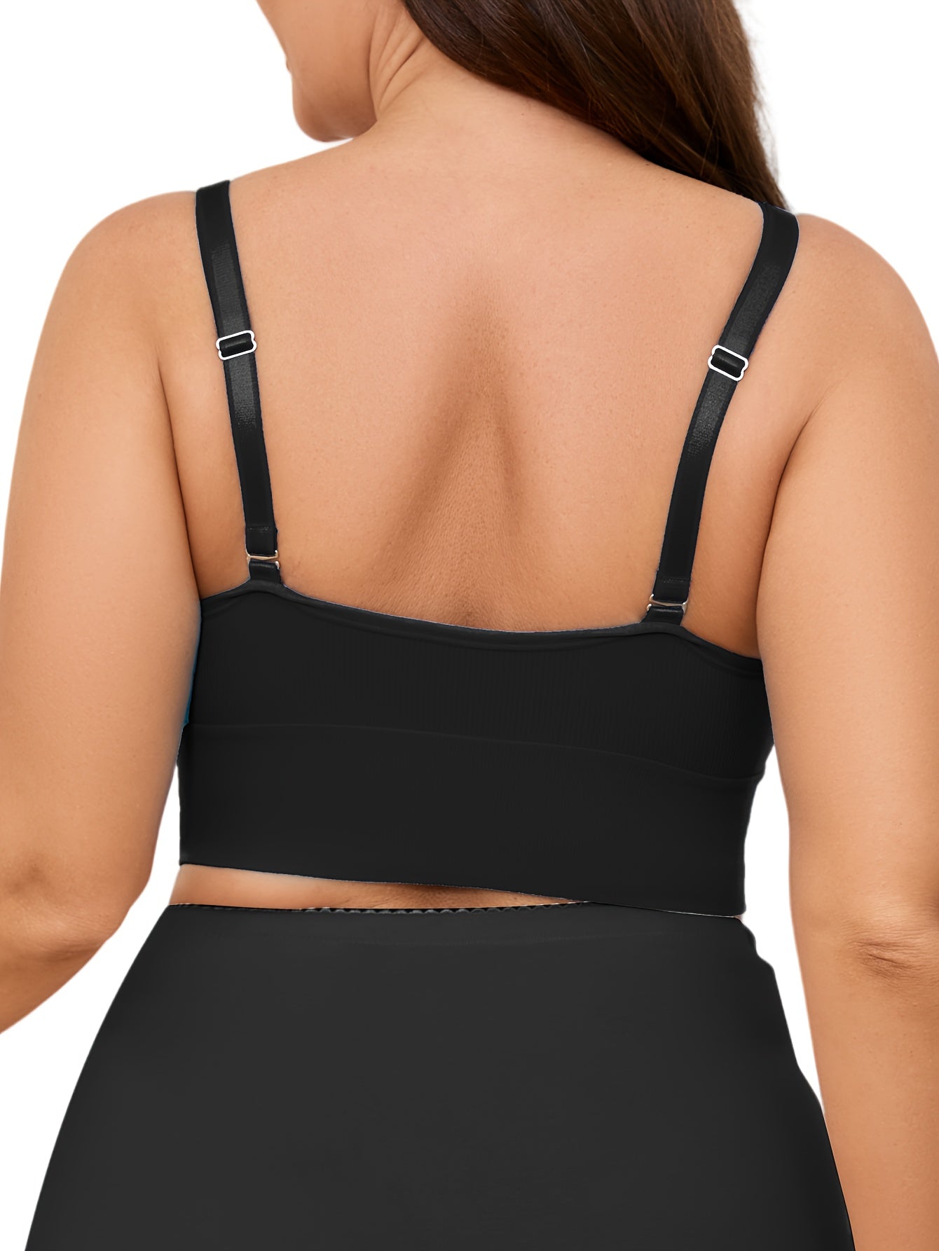 Women's Plus Size Seamless Wireless Sports Bra with Adjustable Straps