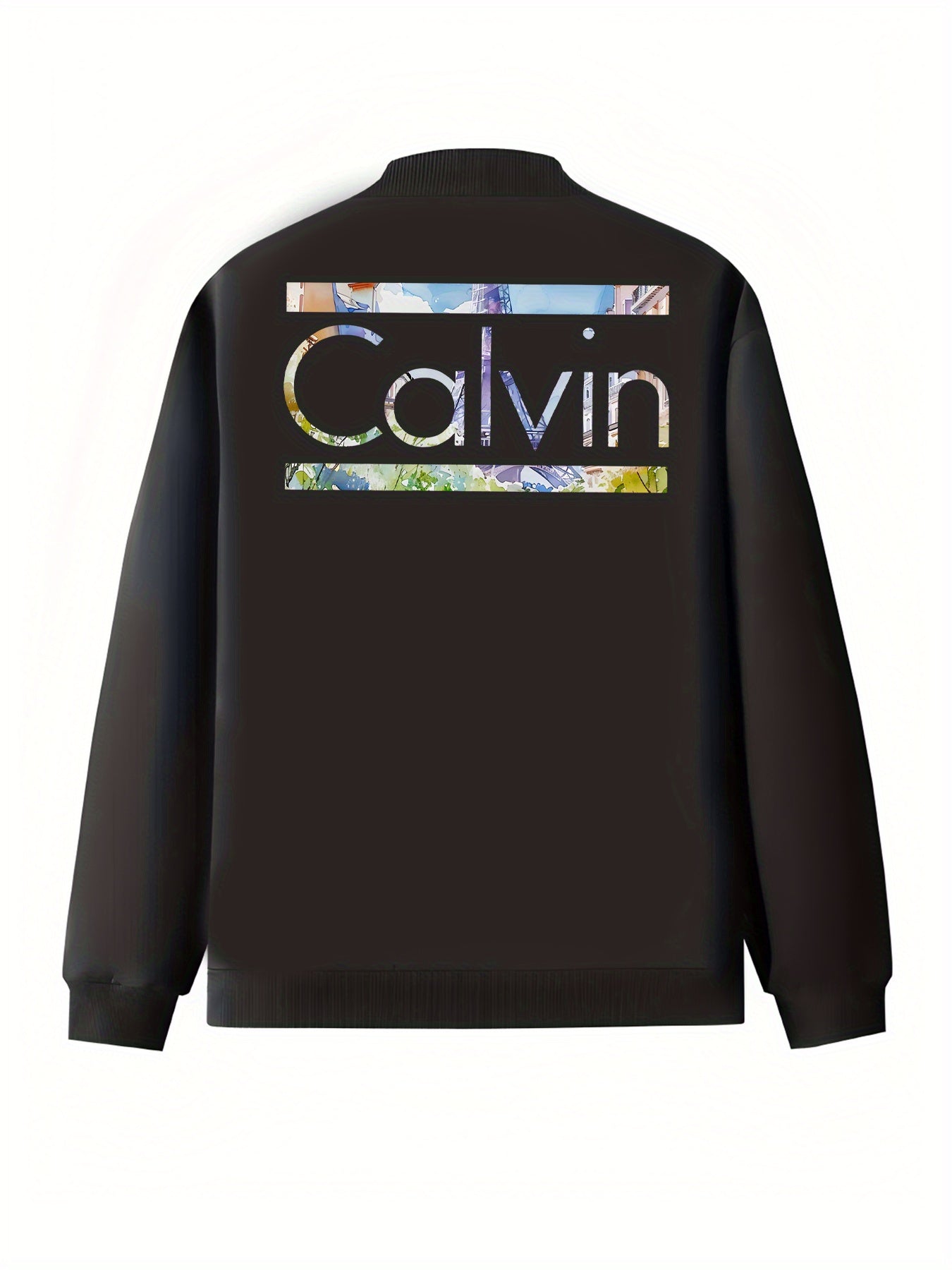 Plus Size Women's Pilot Jacket Casual Outerwear Printed Zip-Up Long Sleeve Collared