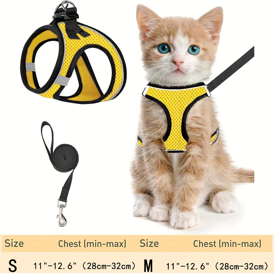 Escape-Proof Cat Harness and Leash Set Reflective Mesh for Outdoor Safety