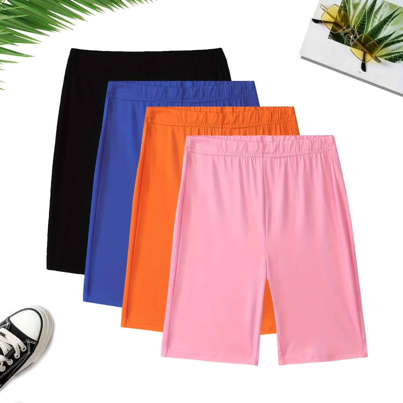 Women's Casual Sports Shorts Set Four Pieces Breathable Athletic Wear