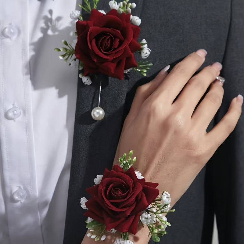 Wedding Accessories Wrist and Chest Flowers for Bridesmaids Groomsmen and Bride