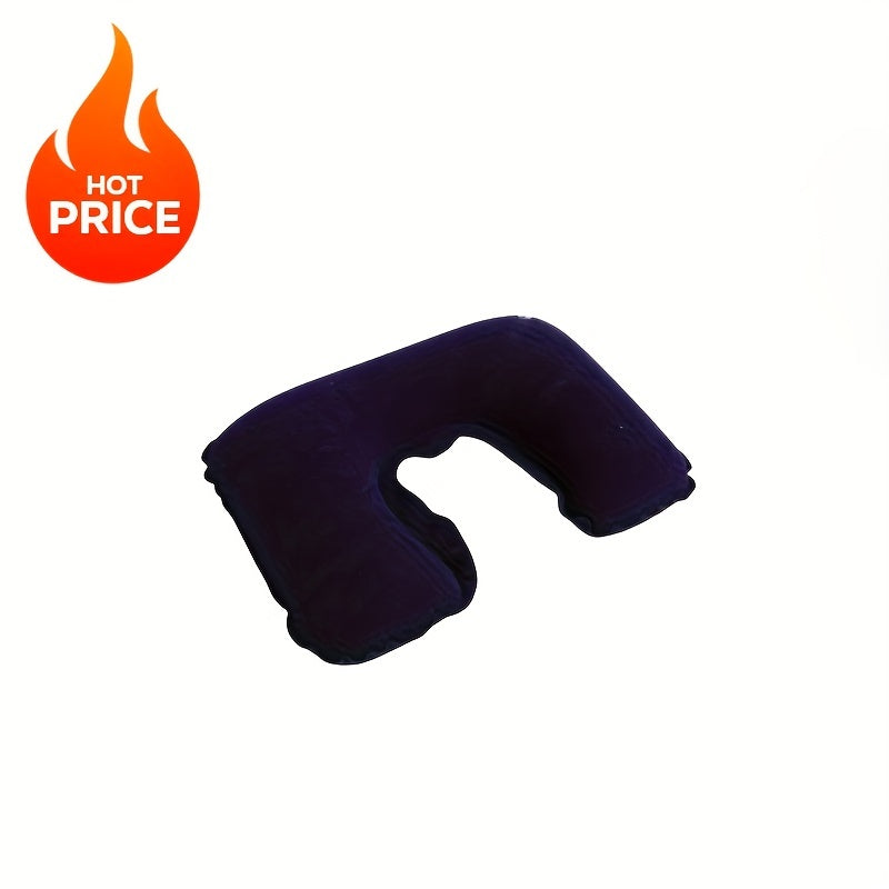Inflatable Travel Neck Pillow U-Shaped Plush Washable Cover for Car Sleep