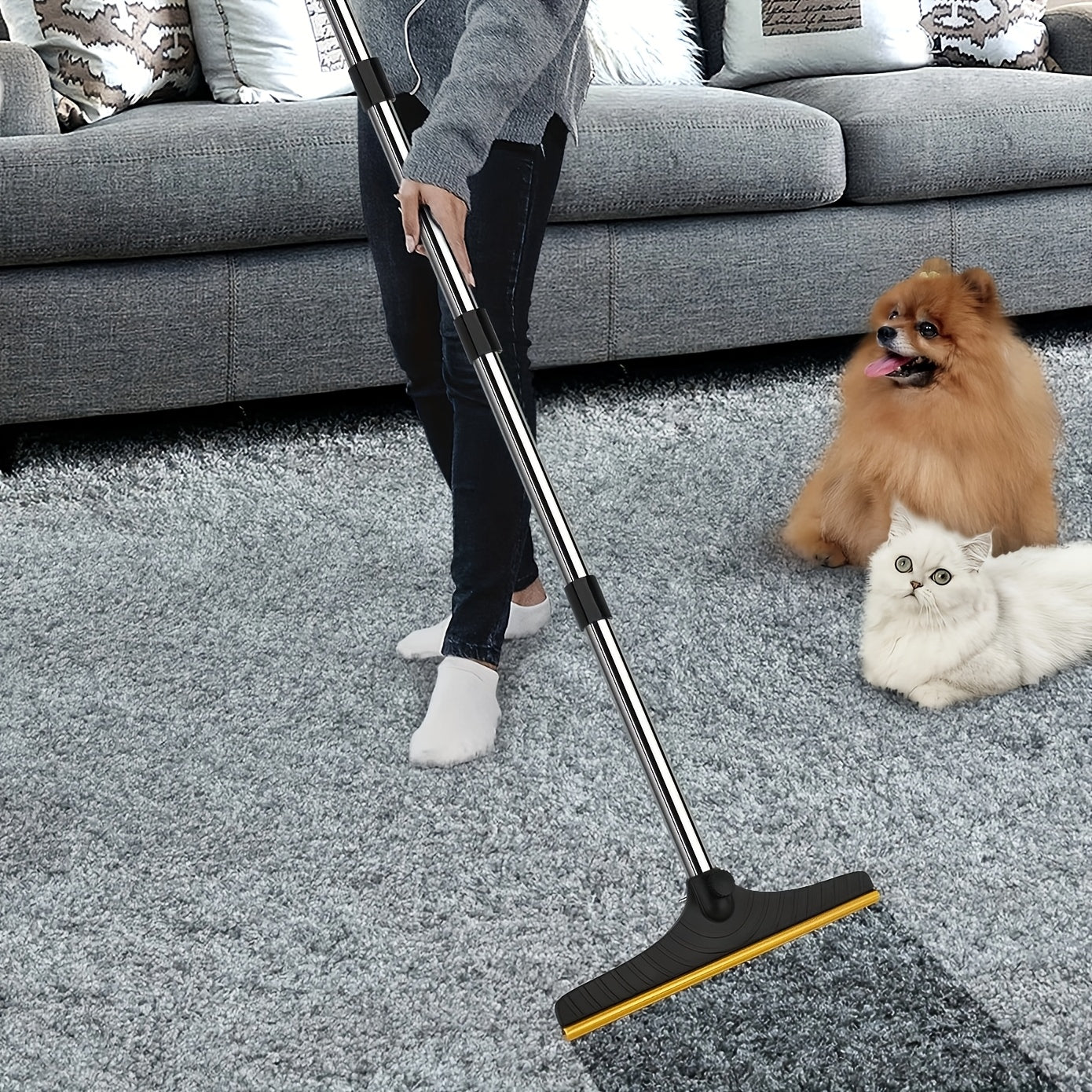 Adjustable Dog Deshedding Brush Plastic Metal No Battery