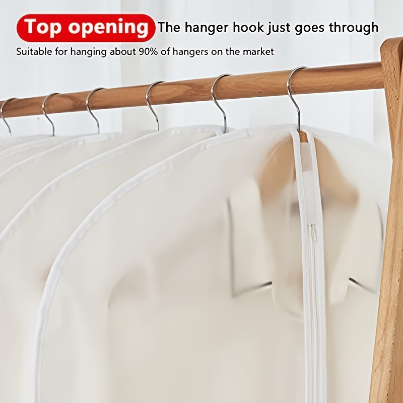 Juego de 5 bolsas impermeables para prendas de vestir para trajes, vestidos con cremalleras, protección contra polvo y polillas, 60cm x 140cm