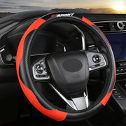 Synthetic Faux Leather Steering Wheel Cover Non-Slip Durable Red Accents