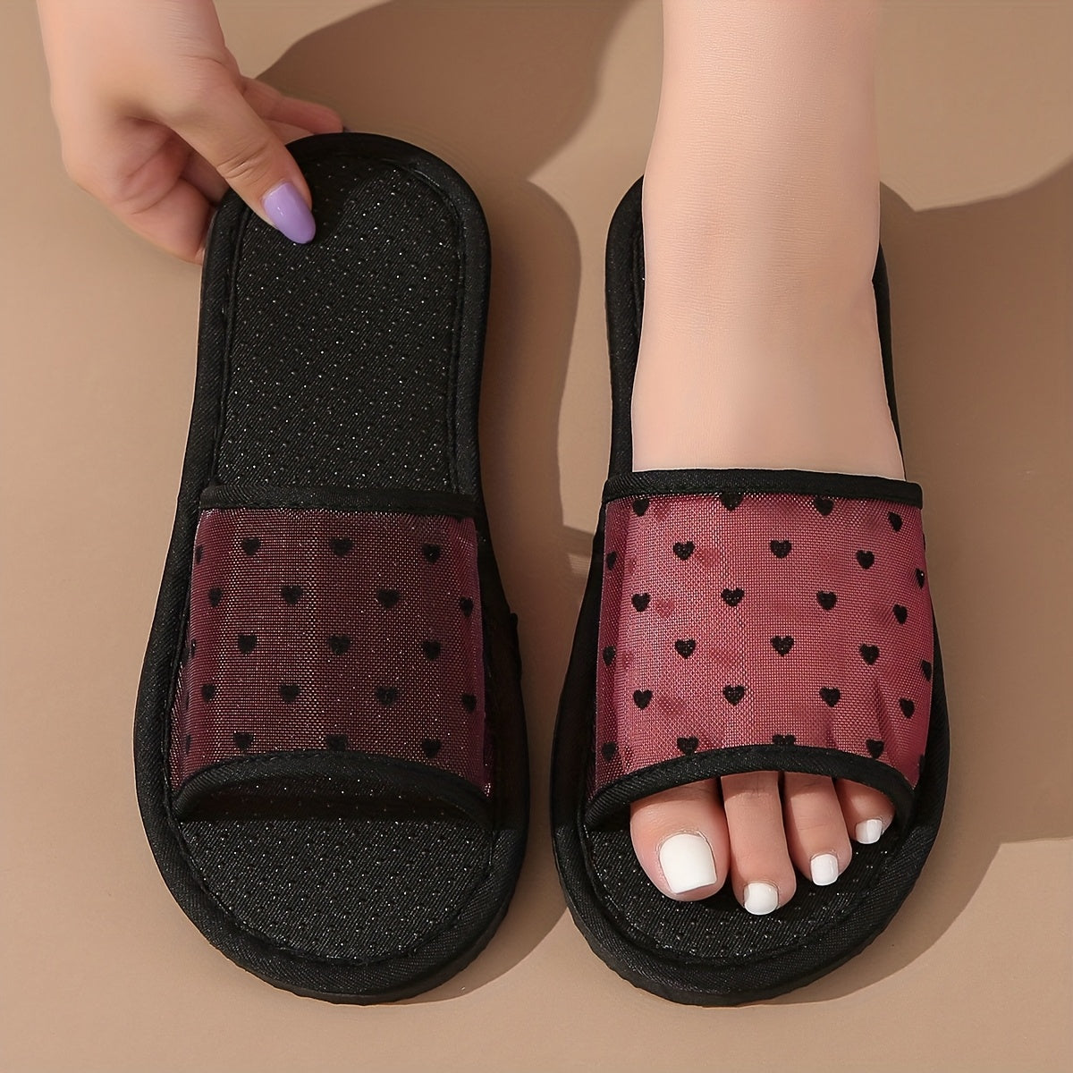 Ayollar yozgi ochiq barmoqli slaydlar ichki choyshablar nafas oluvchi yurak naqshli