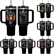 Vaso de acero inoxidable Zodiac de 40oz con asa y pajilla, a prueba de fugas, libre de BPA, taza de café de astrología para hombres y mujeres